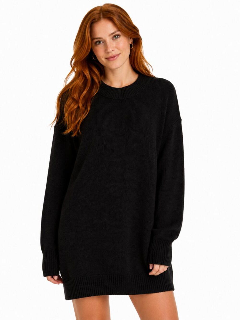 Melrose and Market Black Long Sleeve Knit Sweater Dress Size S
